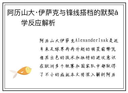 阿历山大·伊萨克与锋线搭档的默契化学反应解析